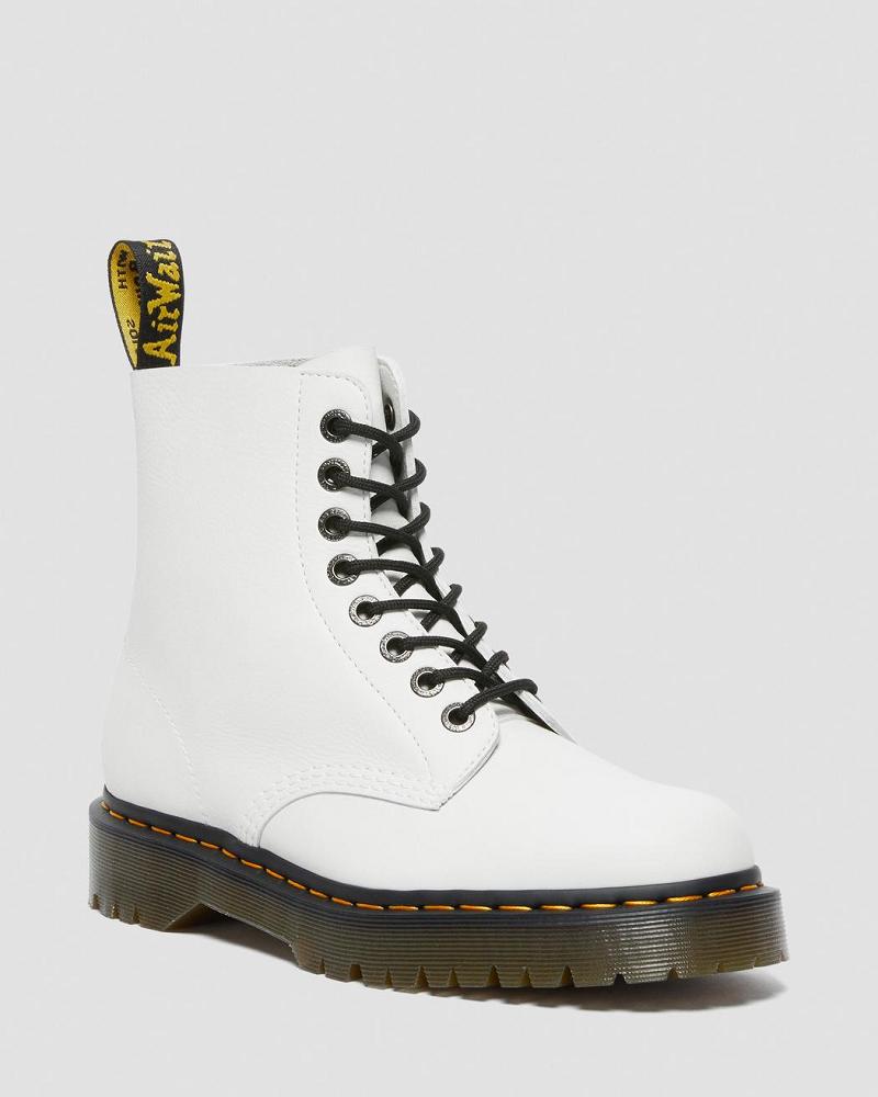 White Men\'s Dr Martens 1460 Pascal Bex Pisa Leather Lace Up Boots | CA 526UZG